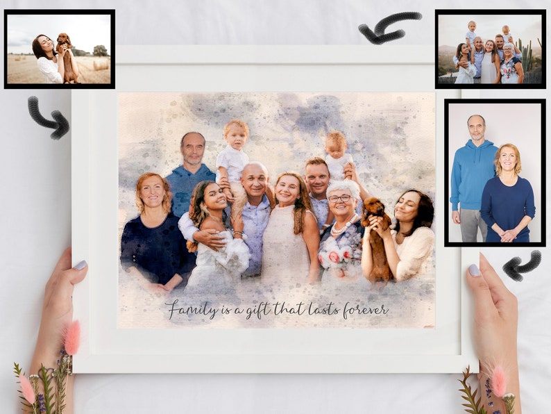 Combine photos, Merge pictures, Add person or people to photo, Add deceased loved one to photo, Custom family portrait, Mother's Day gift image 1