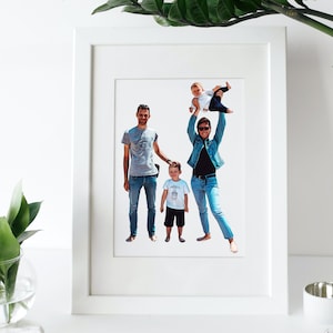 Custom family portrait from photo, Personalized couple with children portrait, Family illustration, Gift for family, Oil painting effect