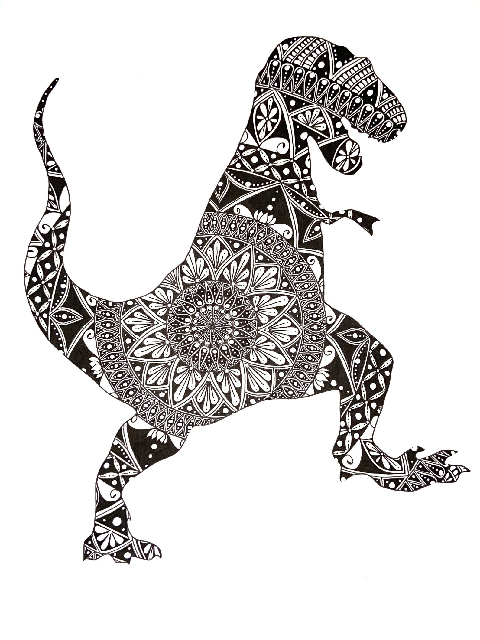 Dinosaur Mandala Art T-Rex Decor Boys Room Art Framed | Etsy