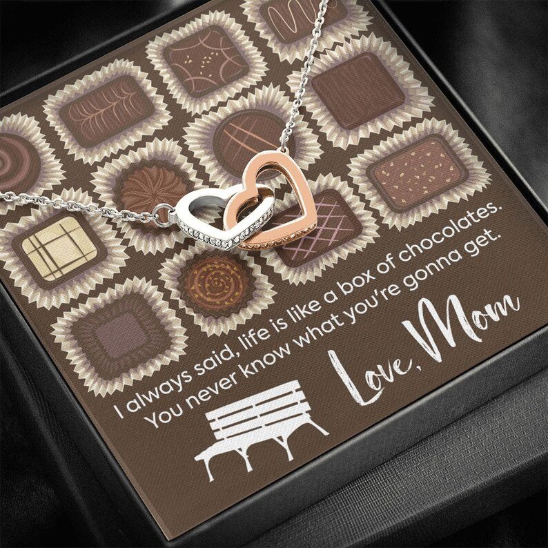 Gift Necklace with Message Card Chocolates Gift to Daughter Daughter Necklace Polished Heart Necklace To Daughter from Mom