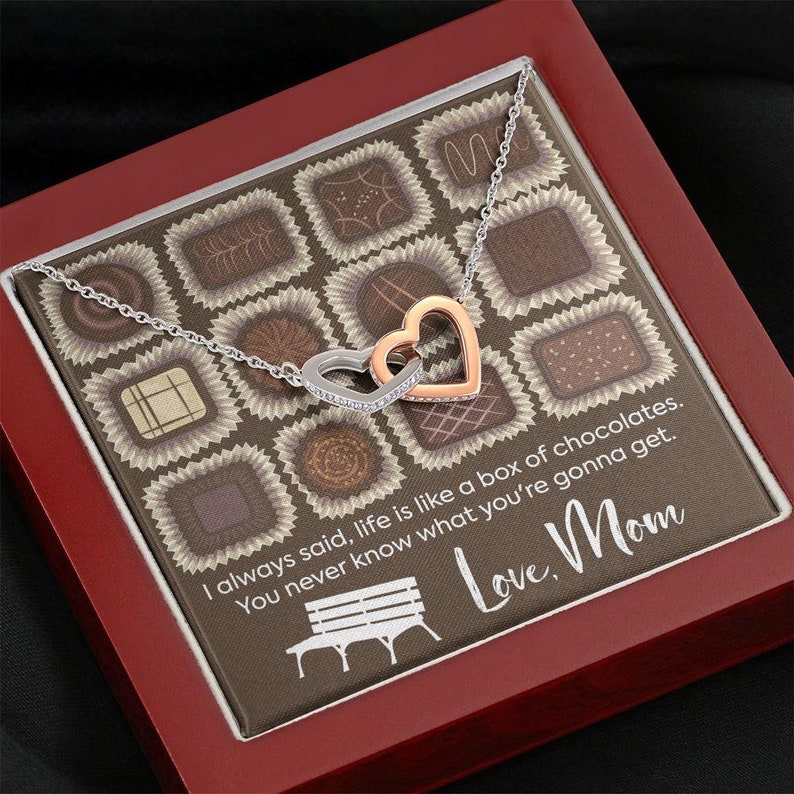Gift Necklace with Message Card Chocolates Gift to Daughter Daughter Necklace Polished Heart Necklace To Daughter from Mom