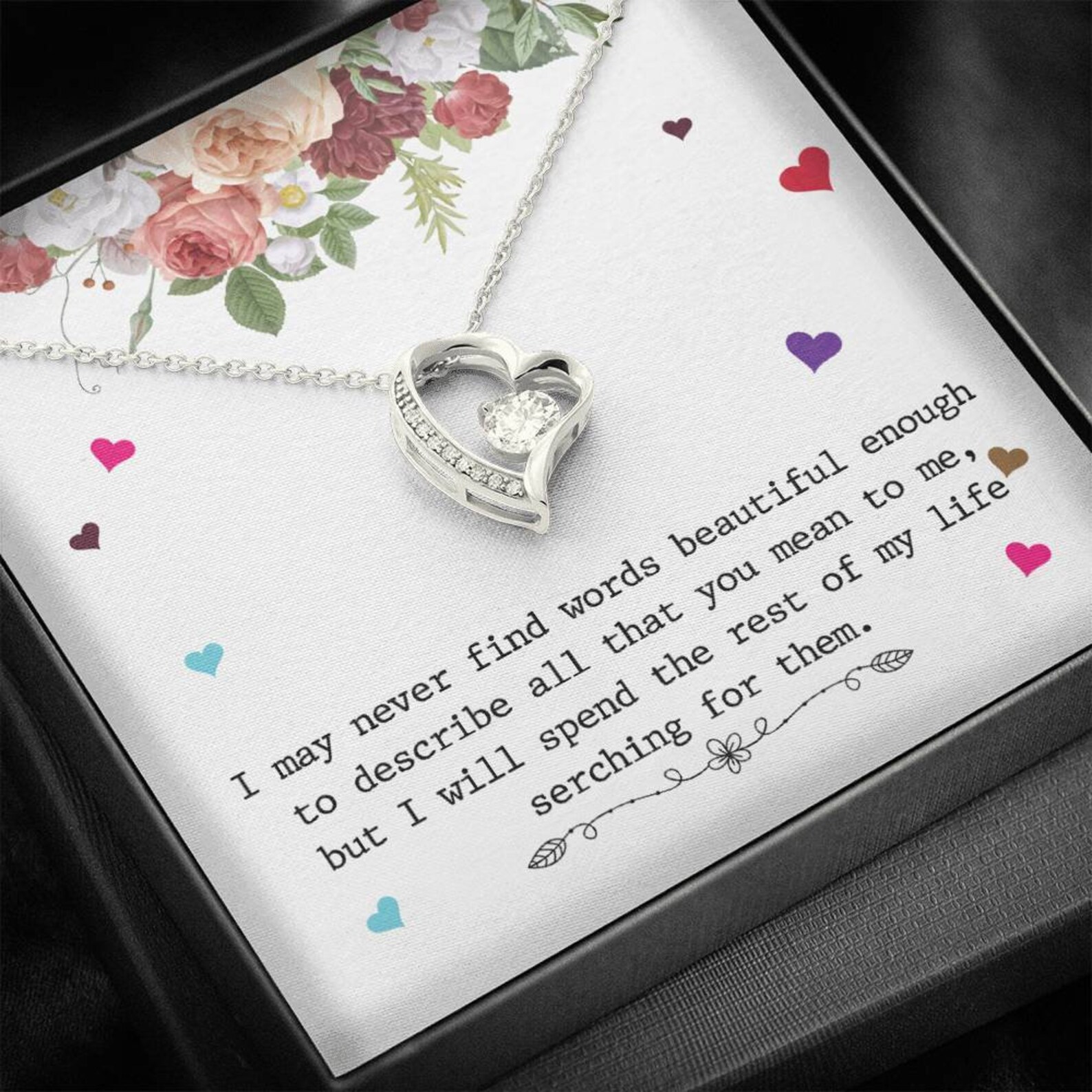 Gift Necklace with Message Card General Love Polished Heart Etsy