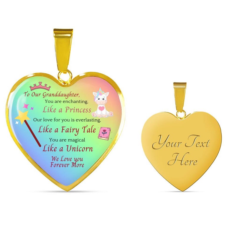 To Our Granddaughter from Grandparents Fairy Tales and Granddaughter Gift Jewelry Gift for Granddaughter Heart Pendant Necklace
