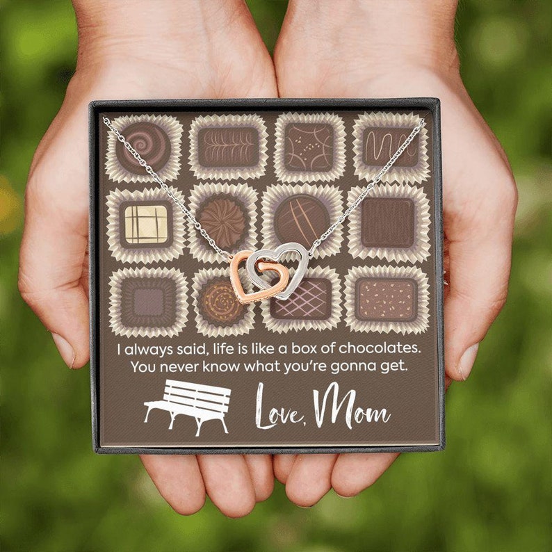 Gift Necklace with Message Card Chocolates Gift to Daughter Daughter Necklace Polished Heart Necklace To Daughter from Mom