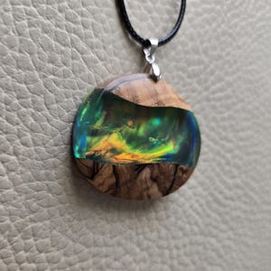 Litlle Dark Opal resin pendant   Aurora borealis   opal necklace    Northern lights   Pendant Christmas gift   5th anniversary