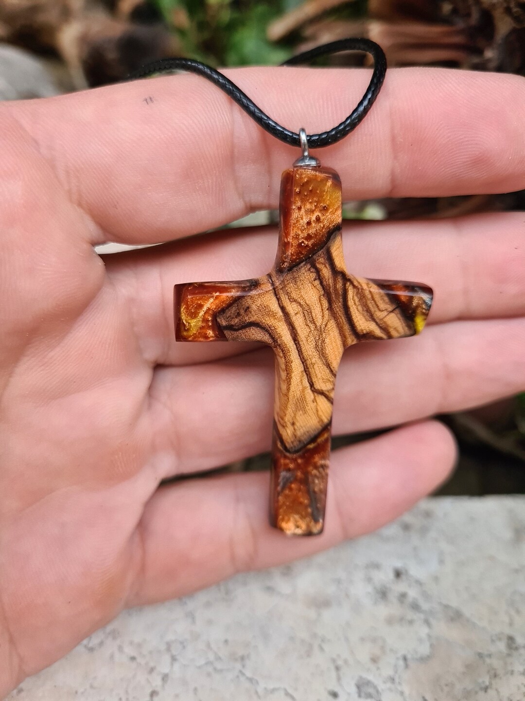 Handmade Wood & Resin Cross Pendant. Unique Christian Cross Etsy