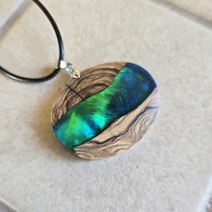 Little opal resin pendant. Aurora borealis northern lights opal necklace. Mother&#39;s Day gift. 5th anniversary