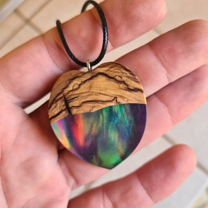 Dark Opal resin pendant   Aurora borealis   opal necklace    Northern lights   Pendant Mothers day gift   5th anniversary
