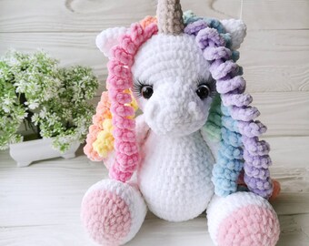 knitted mini unicorn plush toy