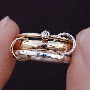 Bague en diamant éthique/ bague en or massif/ bijoux en diamant/ bague de fiançailles éthique/ bague entrelacée/ bague de luxe/ sans conflit/ métaux mélangés