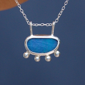 Australian opal doublet necklace / 925 Silver / minimal necklace/  gemstone pendant / dainty charm/ colorful stone / opal pendant