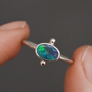 Natural Opal Ring/ Size US 7/ opal jewelry/Dainty Australian Opal Ring/ crystal opal ring/ lighting ridge/ ethical engagement ring