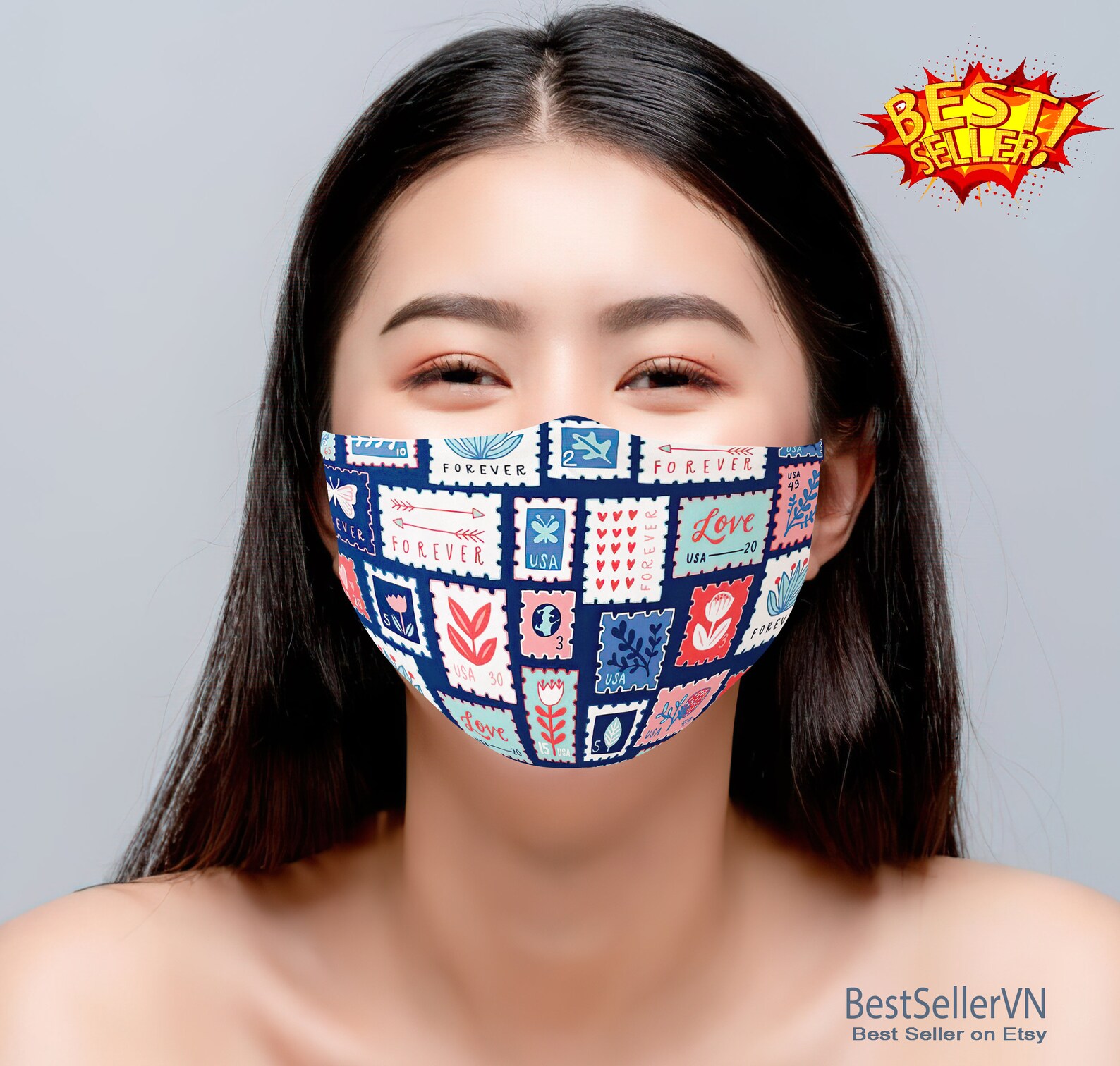 USPS Forever Stamps Mask Printed Facial Decorations For Women Etsy