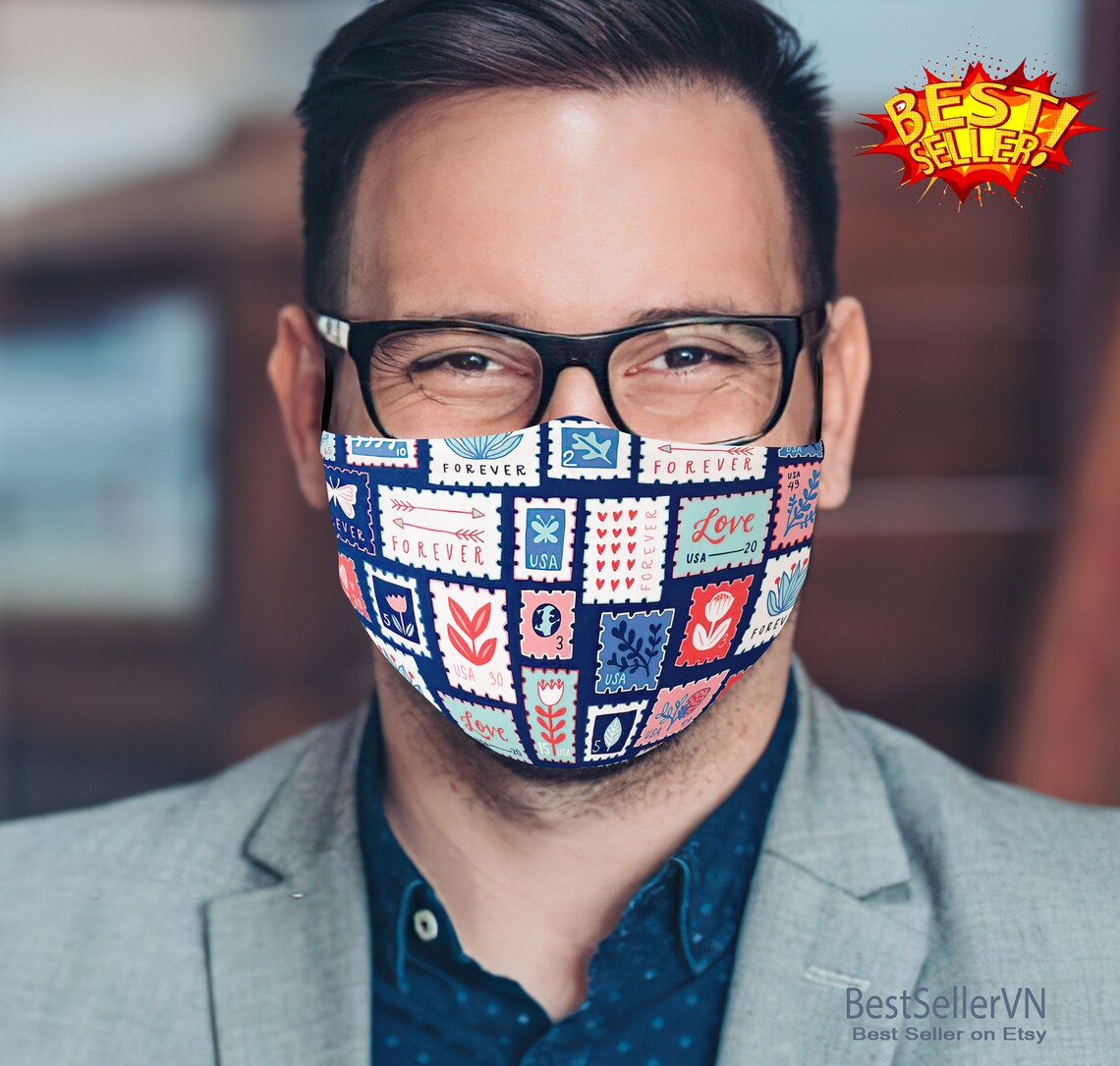 USPS Forever Stamps Mask Printed Facial Decorations For Women Etsy