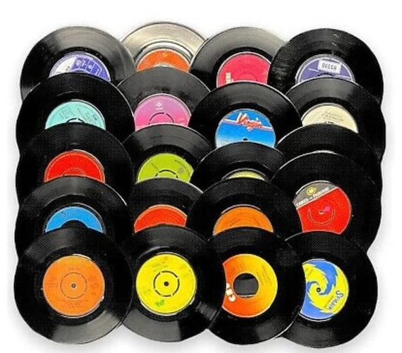 25 X Arts & Crafts 7 SINGLES Records Sleeveless Vinyls for DIY 