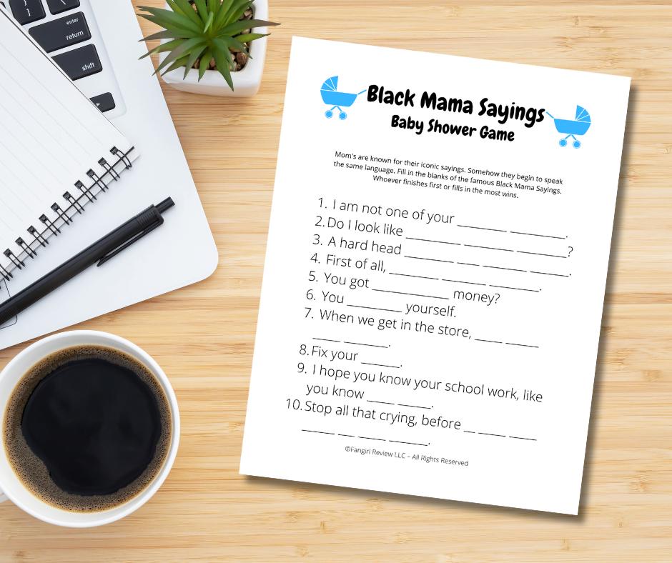 Black Mama Sayings "blue" Baby Shower Game - Etsy