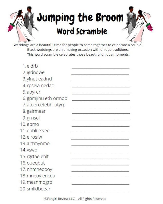 Spring den Besen: Schwarzes Hochzeitswort Buchstaben-Buchstaben-Muster