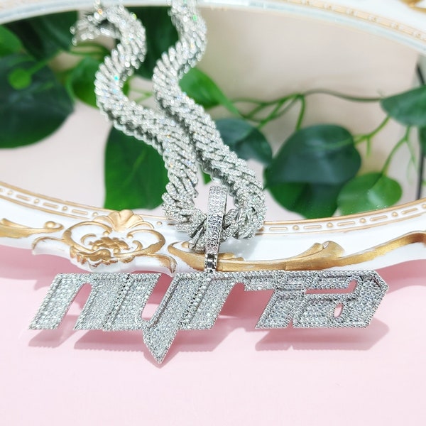 CUSTOMIZED Sharp Letters Pendant Necklace, Micro Paved CZ Diamond Name Chain, Sparkling Hip-hop Accessories, Personalised Jewelry Gifts