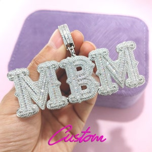 CUSTOM Big Letters&Mumbers Pendant, Custom Name Necklace, Personalized Nameplate, Iced Out Bling Hip-hop Jewelry, Customised Birthday Gift