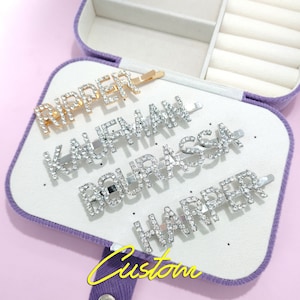 Grampos de cabelo com letras/nomes PERSONALIZADOS, grampos de cabelo com palavras personalizadas, grampos de cabelo com nomes personalizados, joias brilhantes para cabelo, joias personalizadas para ela