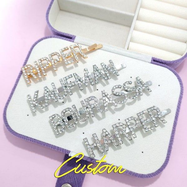 CUSTOM Any Letters/Name Hairclips, Custom Word Hair Pins, Personalized Name Hair Clips, Bling-bling Hair Jewelry, Customised Jewelry For Her