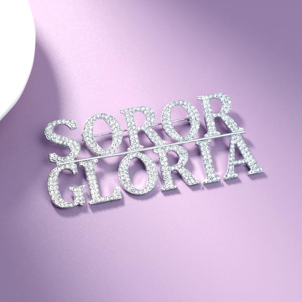Custom Sorority Name Brooch Pin, Sparkling Rhinestone Sister Gift