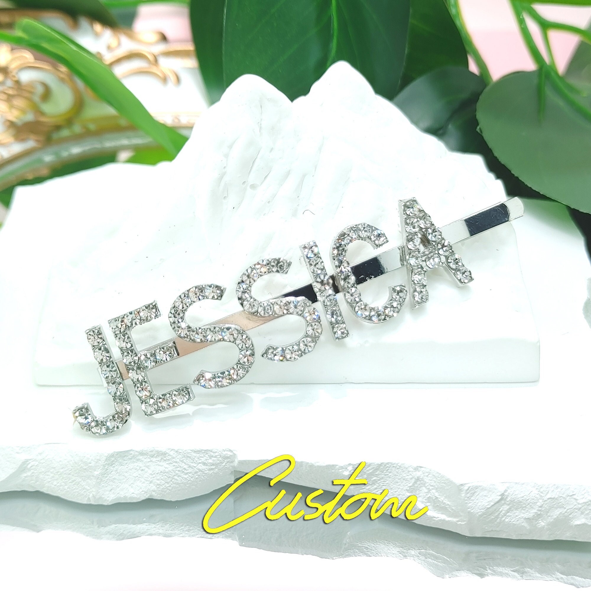 Names With Rhinestone Custom Rhinestone Name Hair Clip, Personalized Diamante Accessory - Etsy