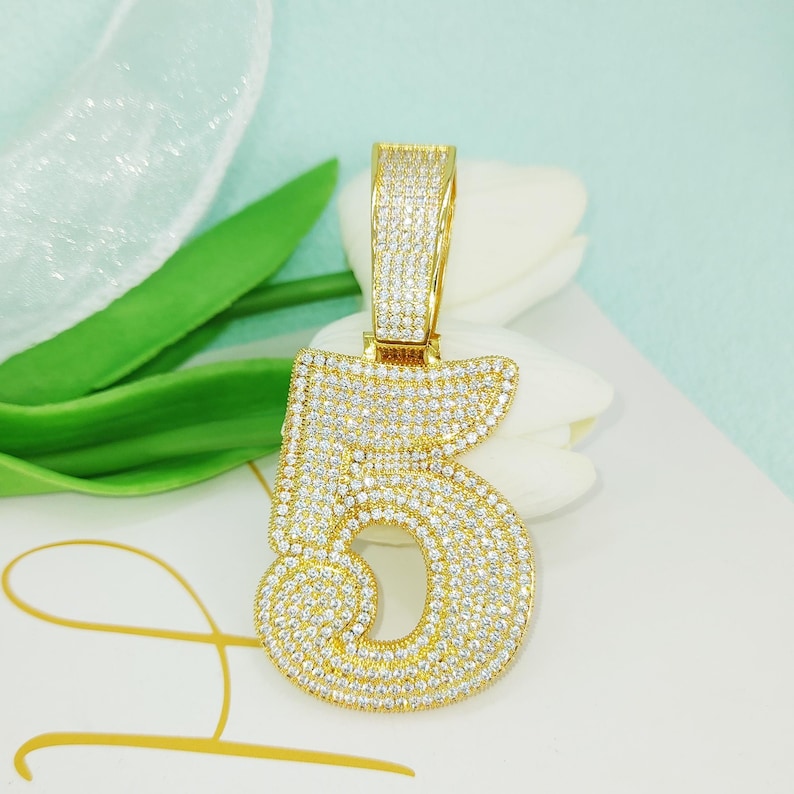 Rapper Pendant Numbers Customized Huge Size Numbers Pendant, Mirco Pave CZ Diamond Block ...