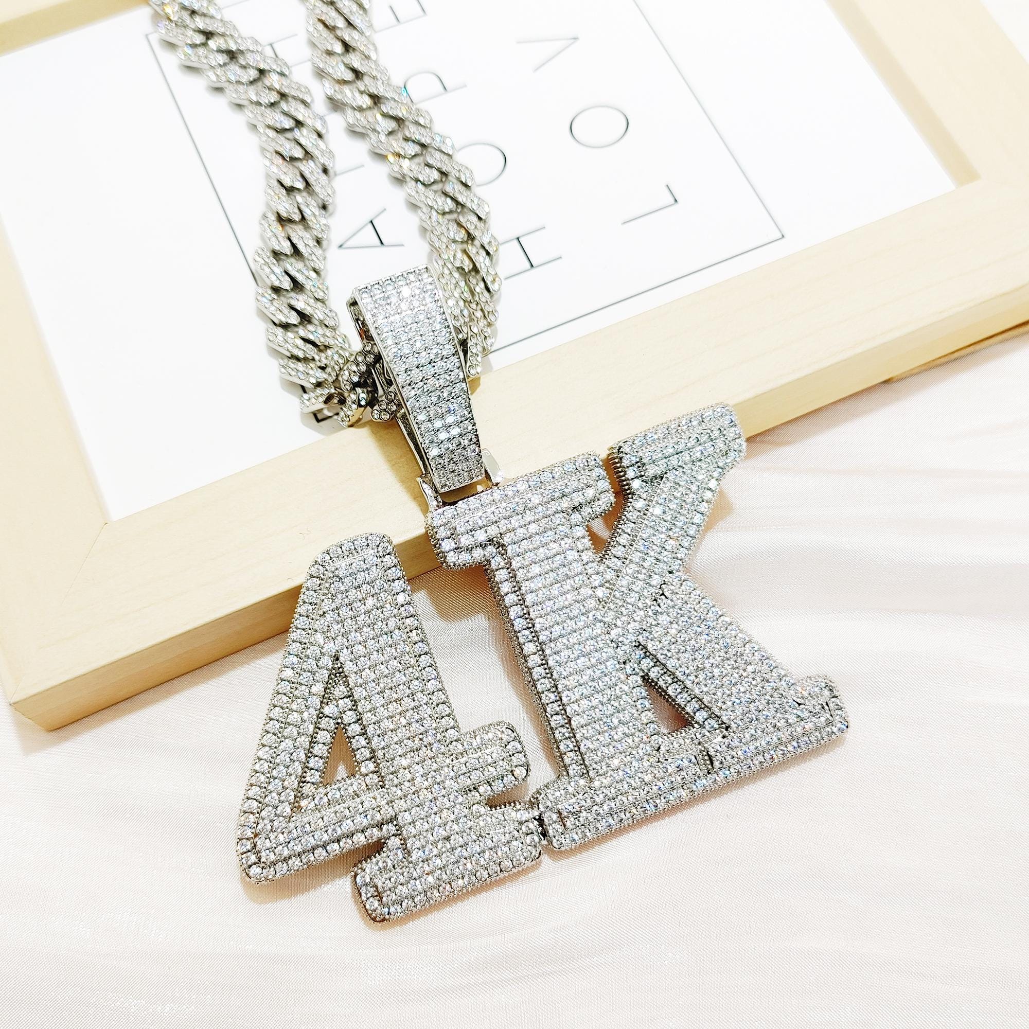 Rapper Pendant Numbers Customized Huge Size Numbers Pendant, Mirco Pave CZ Diamond Block ...