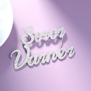 CUSTOM Script Letters Sorority Lapel Pin, Personalized Soror Name Brooch Pin, Personalised Gift for Sister, Bling Jewelry&Accessories