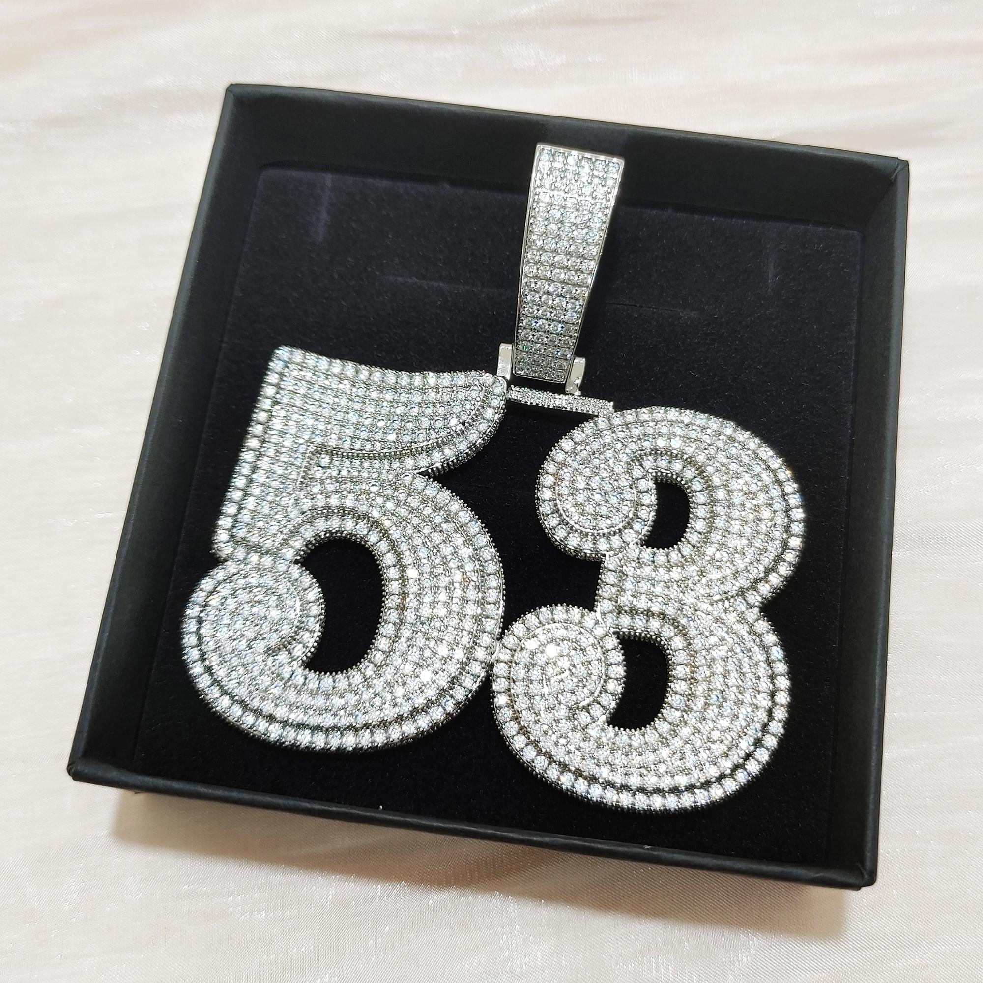 Rapper Pendant Numbers Customized Huge Size Numbers Pendant, Mirco Pave CZ Diamond Block ...