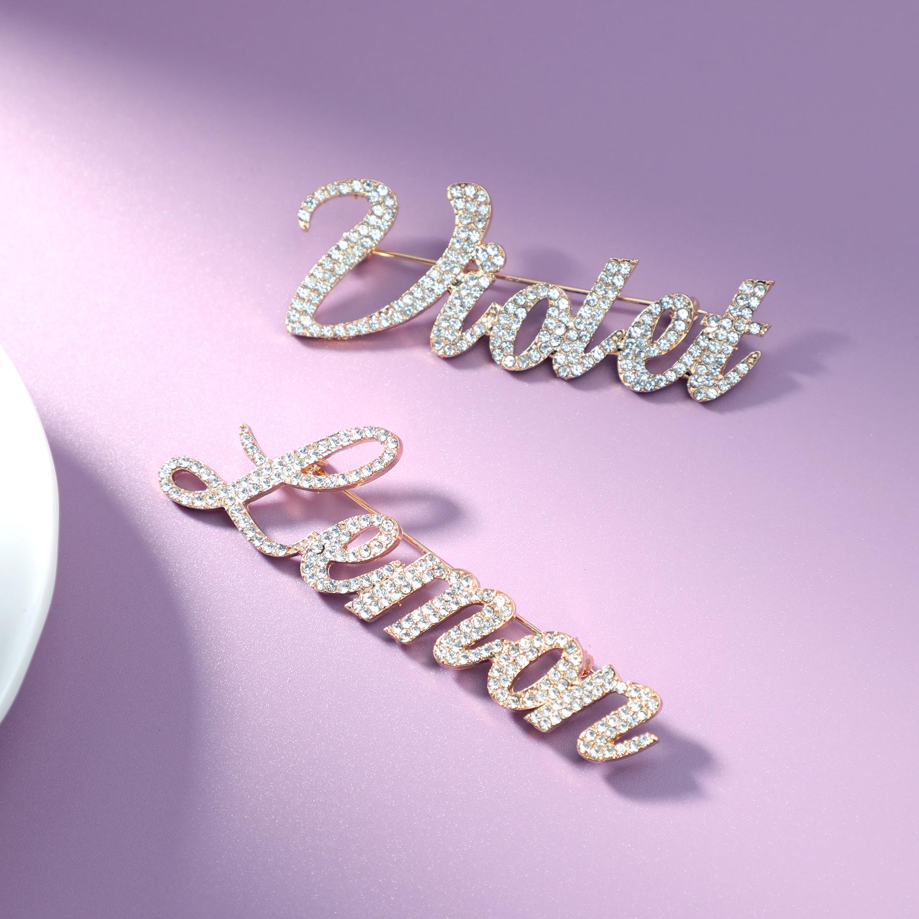 Pin Wording CUSTOM Word Lapel Pin, Bling Name Brooch Pin, Personalised Gift for Her ...