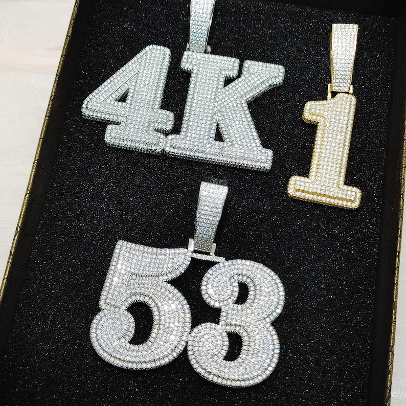 Rapper Pendant Numbers Customized Huge Size Numbers Pendant, Mirco Pave CZ Diamond Block ...