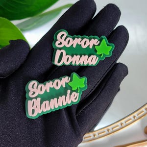 Custom Soror Name Brooch Pin, Ivy Leaf Soror Name Badge, Chapter Meeting Name Tag, Sorority Anniversary Gifts for Her