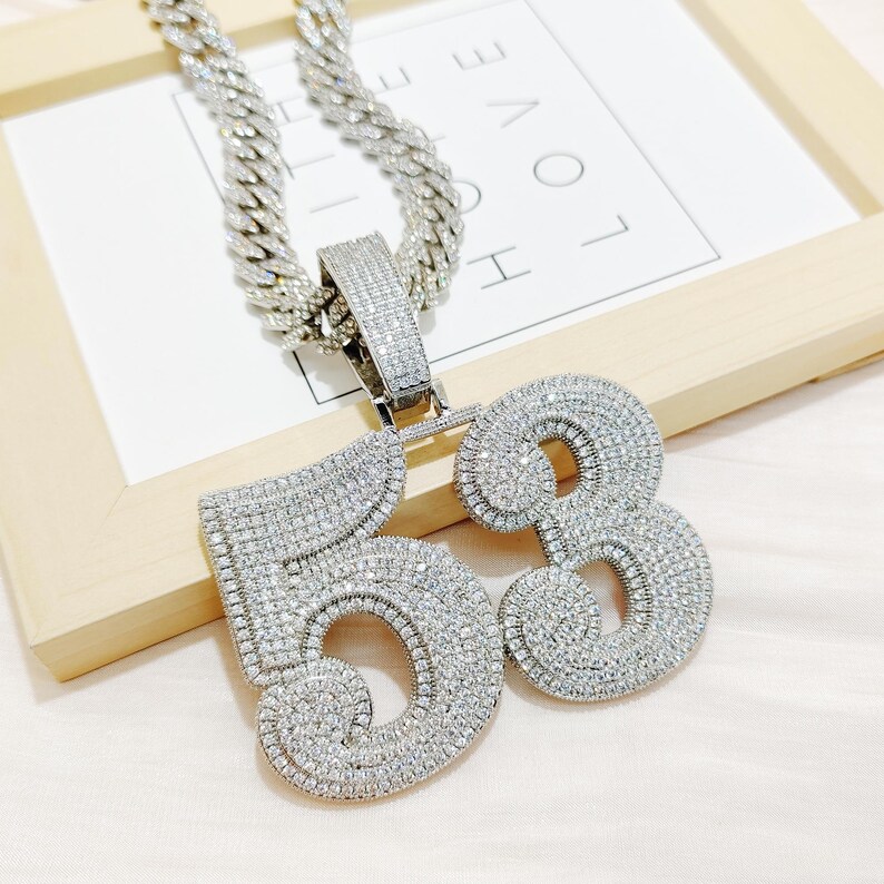 Rapper Pendant Numbers Customized Huge Size Numbers Pendant, Mirco Pave CZ Diamond Block ...