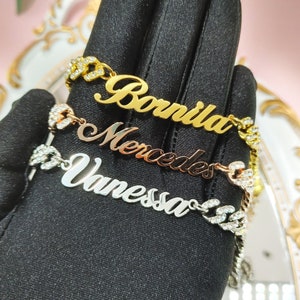 Hot Popular Name Plate With Bling Chain, Custom Name Chain, Nameplate Necklace For Mom, Christmas Gifts For Her, Personalized Gift For Women