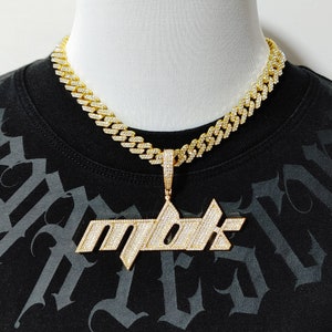 Iced Out CZ Diamond Letters Pendant, Custom Name Necklace, Men&#39;s Bling Jewelry, Personalized Hip Hop Jewelry, Birthday Gift, Christmas Gift