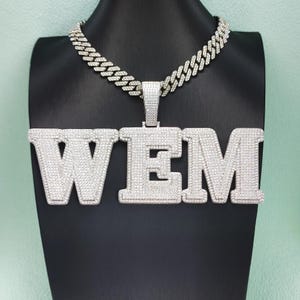 CUSTOM Big Letters Pendant, Iced Out CZ Diamond Initials Necklace, Hip Hop/Rapper Chain, Personalised Jewelry Gift for Your Bro/Best friends