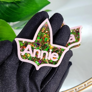 Gliter Base Ivy Leaf Brooch Pin with Name inside, Custom Soror Pin, Sorority Chapter Meeting Accessories, Personalised Sorority Gifts