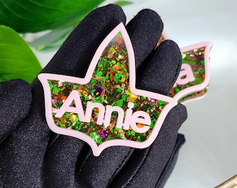 Gliter brochespeld klimopblad met naam erin, aangepaste Soror-pin, accessoires voor vergadering hoofdstuk, gepersonaliseerde cadeaus studentenvereniging