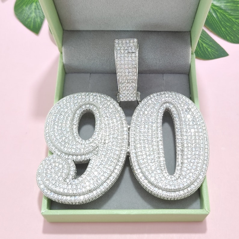 Rapper Pendant Numbers Customized Huge Size Numbers Pendant, Mirco Pave CZ Diamond Block ...