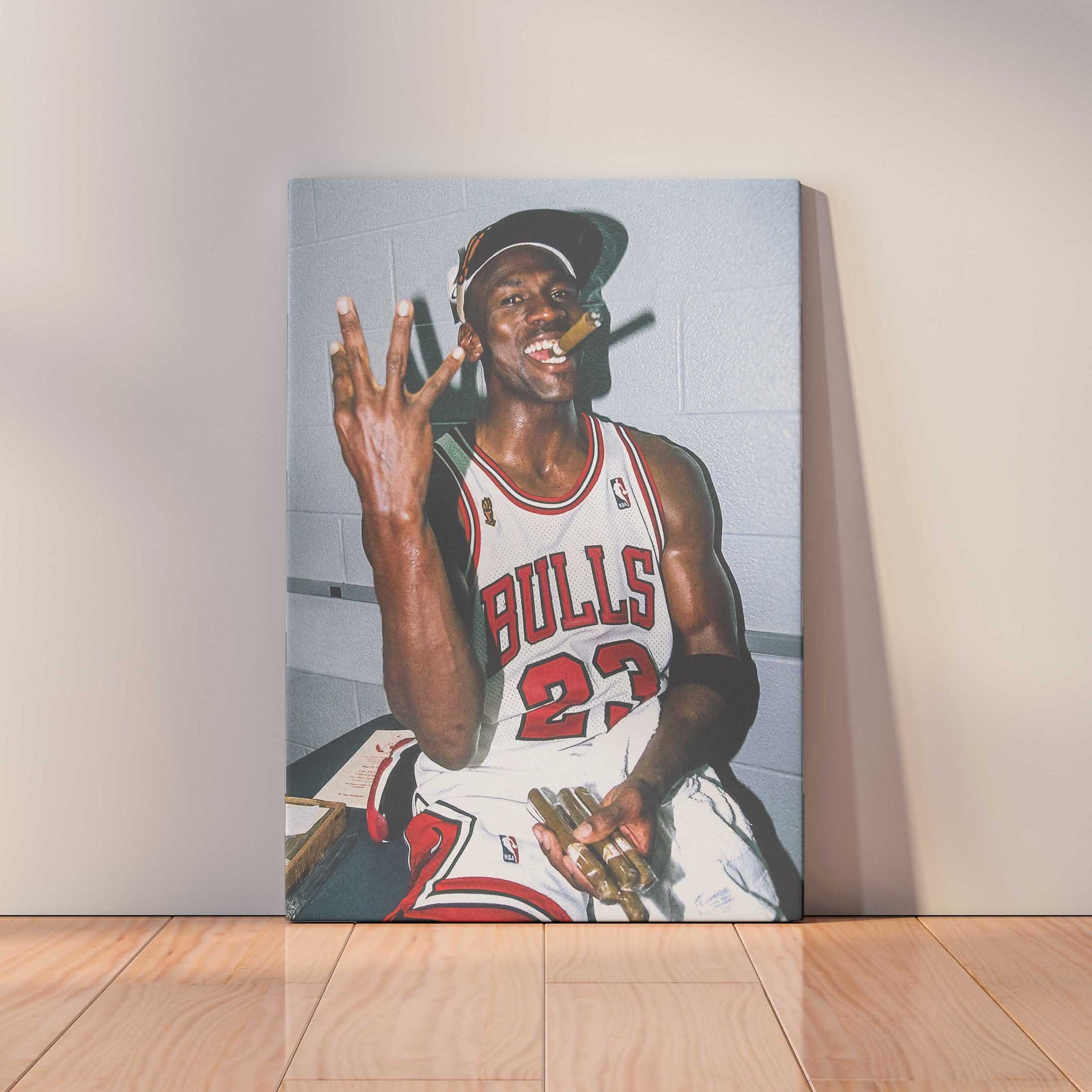 Michael Jordan Cigar Three Peat Championship MJ Sports 8X10 Photo