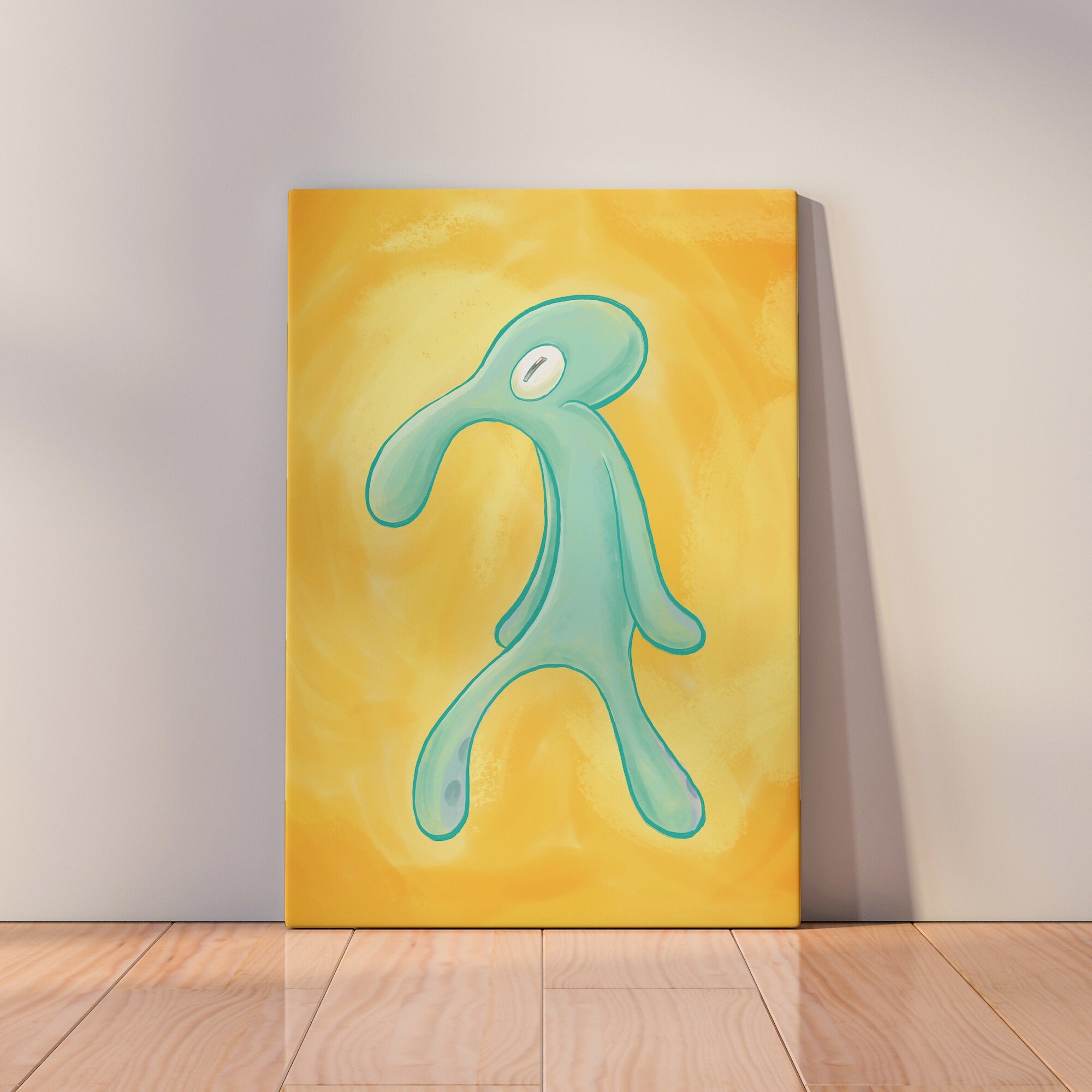Bold and Brash Canvas Squidward and Spongebob Wall Art Etsy