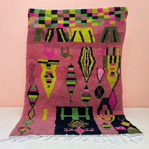 Handmade Moroccan Berber Rug: Colorful Wool Abstract Carpet