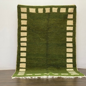 Emerald Green Rug-Green Beni Ourain Custom Rug -Green And White rug-Emerald Green wool berber carpet -wool shaggy rug-beniourain soft rug