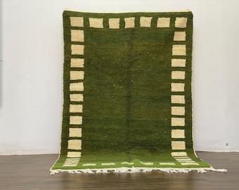 Emerald Green Rug-Green Beni Ourain Custom Rug -Green And White rug-Emerald Green wool berber carpet -wool shaggy rug-beniourain soft rug