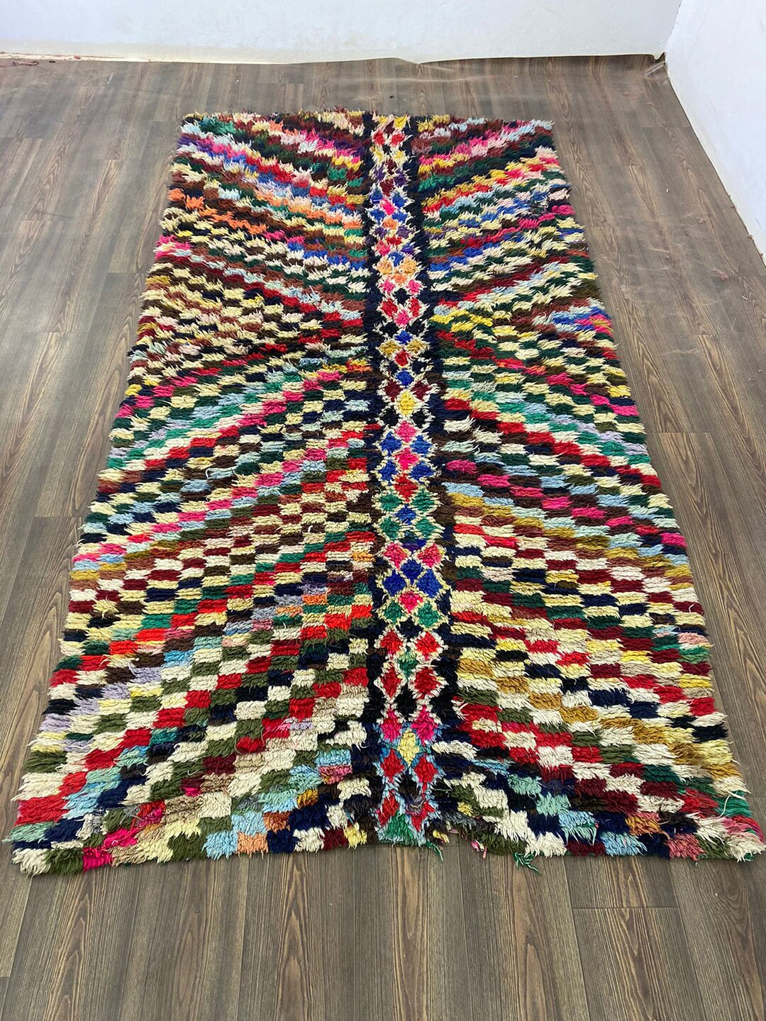 【希少・手織り】モロッコ製 ベルベルラグ／ハンドメイド・未使用 ヴィンテージ ランナーラグ 2.3 x 4.3 フィート ハンドメイド