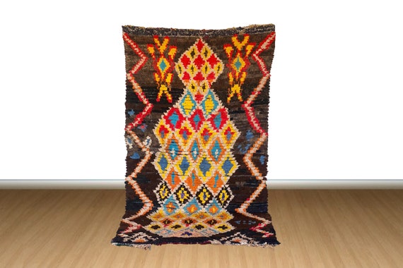 【希少・手織り】モロッコ製 ベルベルラグ／ハンドメイド・未使用 ハンドメイドウールラグランナー：ヴィンテージモロッコベルベルアジ