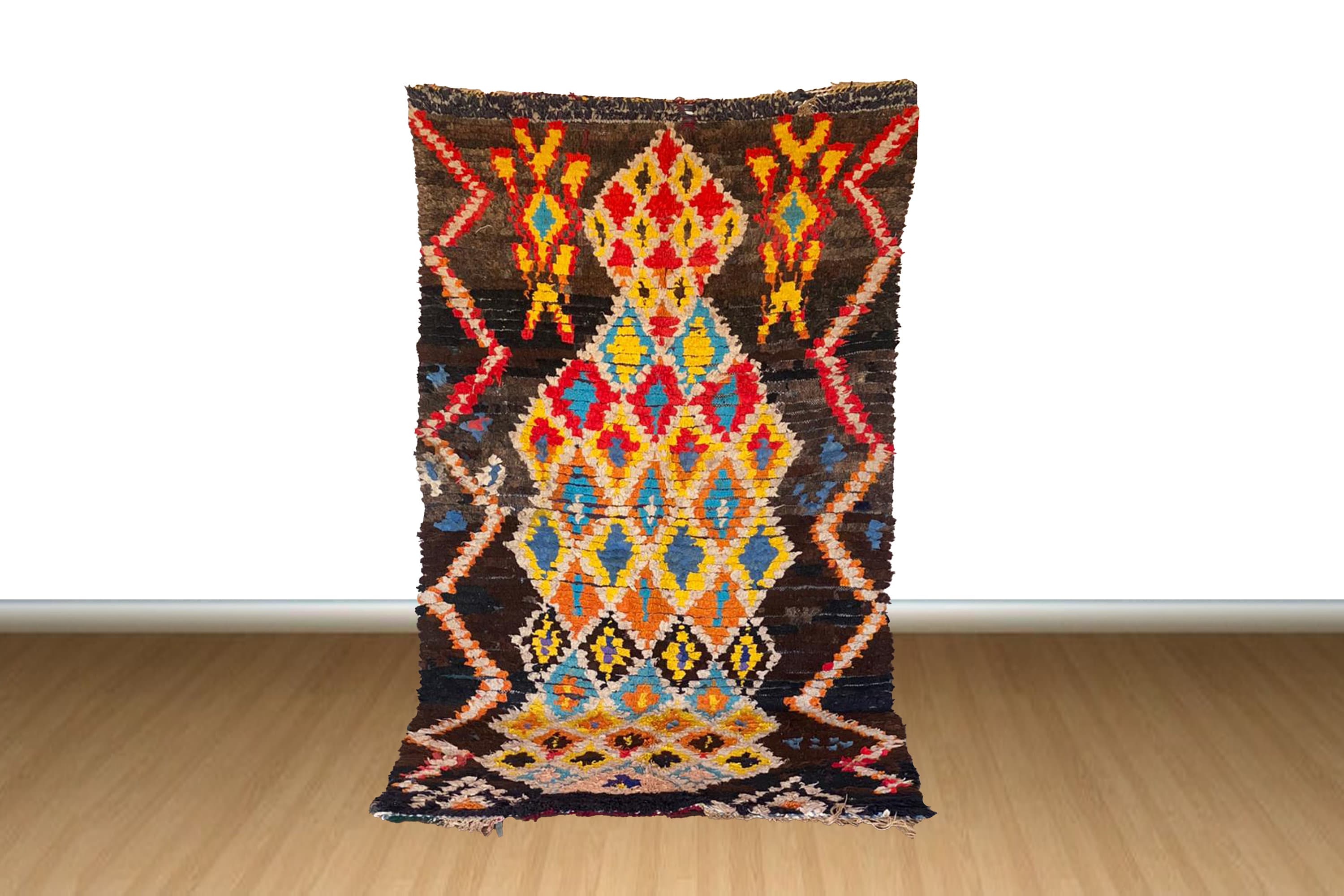 ヴィンテージ ベルベルラグ：手織りモロッコカーペット、幾何学模様