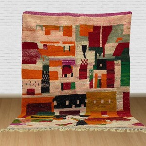 Handmade Colorful Berber Rug: Authentic Moroccan Wool Rug